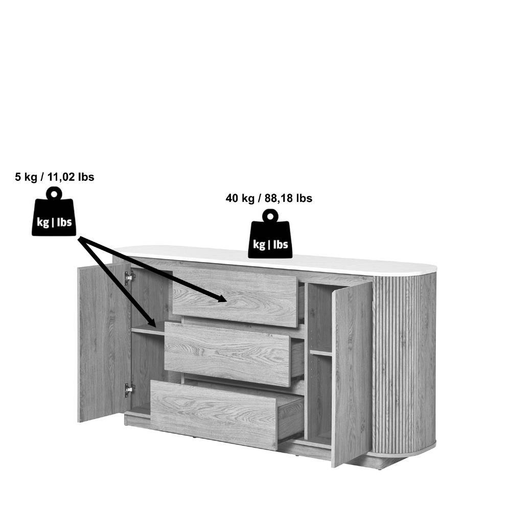 Ovales Kombi-Sideboard in Eiche Holzoptik - Hearty