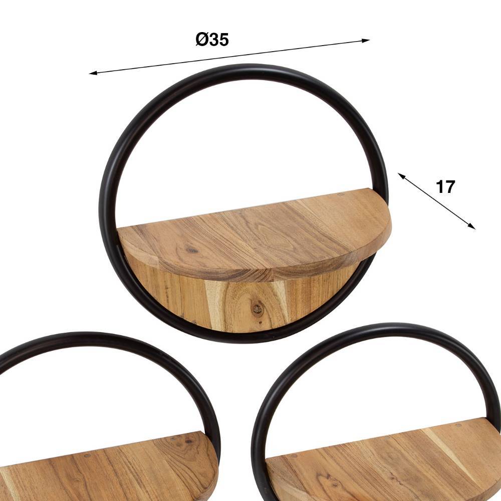 Industrial-Wandregal Trio - rundes Design - Bow (3er Set)