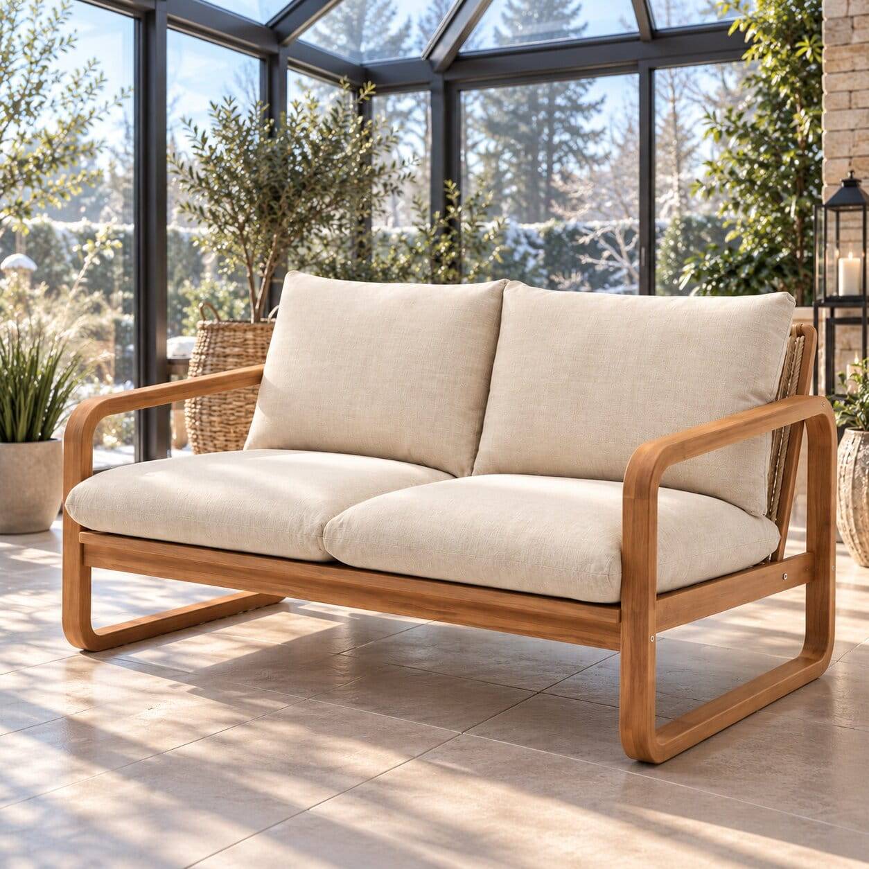 Lounge Sofa Zweisitzer aus Eukalyptusholz - Sharay