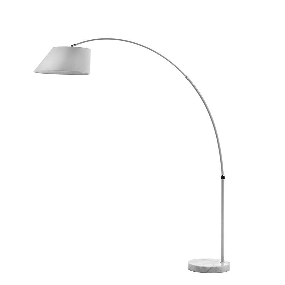 Weiße Bogenlampe mit Stoffschirm und Marmorfuß für Wohnzimmerbeleuchtung – Valnut