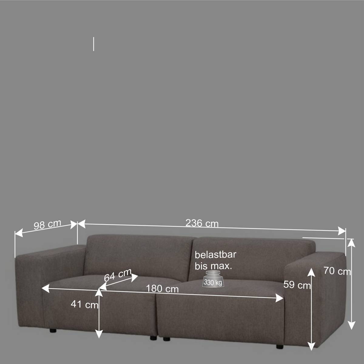 Dreier Sofa aus Webstoff in Beige - Adamantia