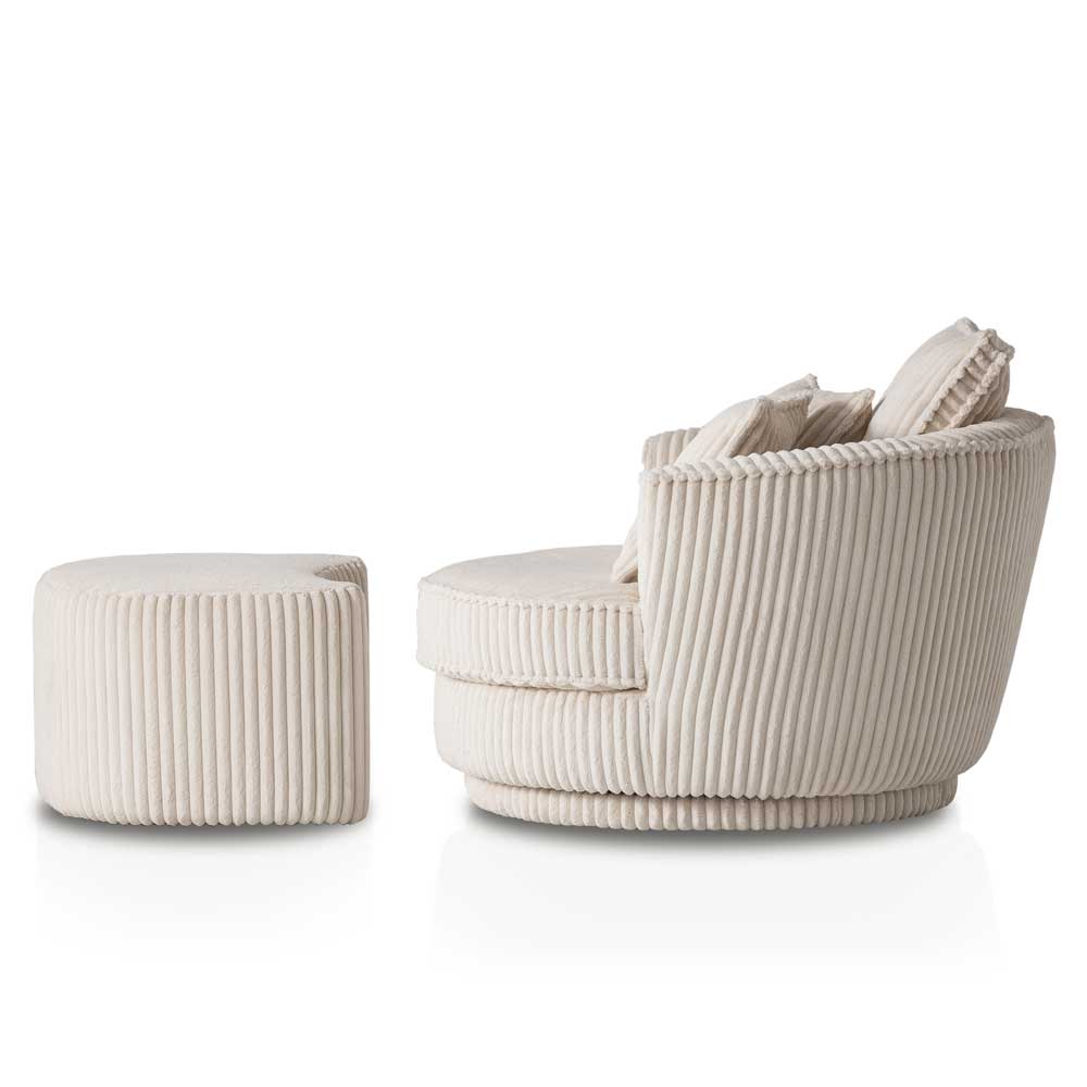 Drehsessel & Hocker Set aus Cord - Token (zweiteilig)