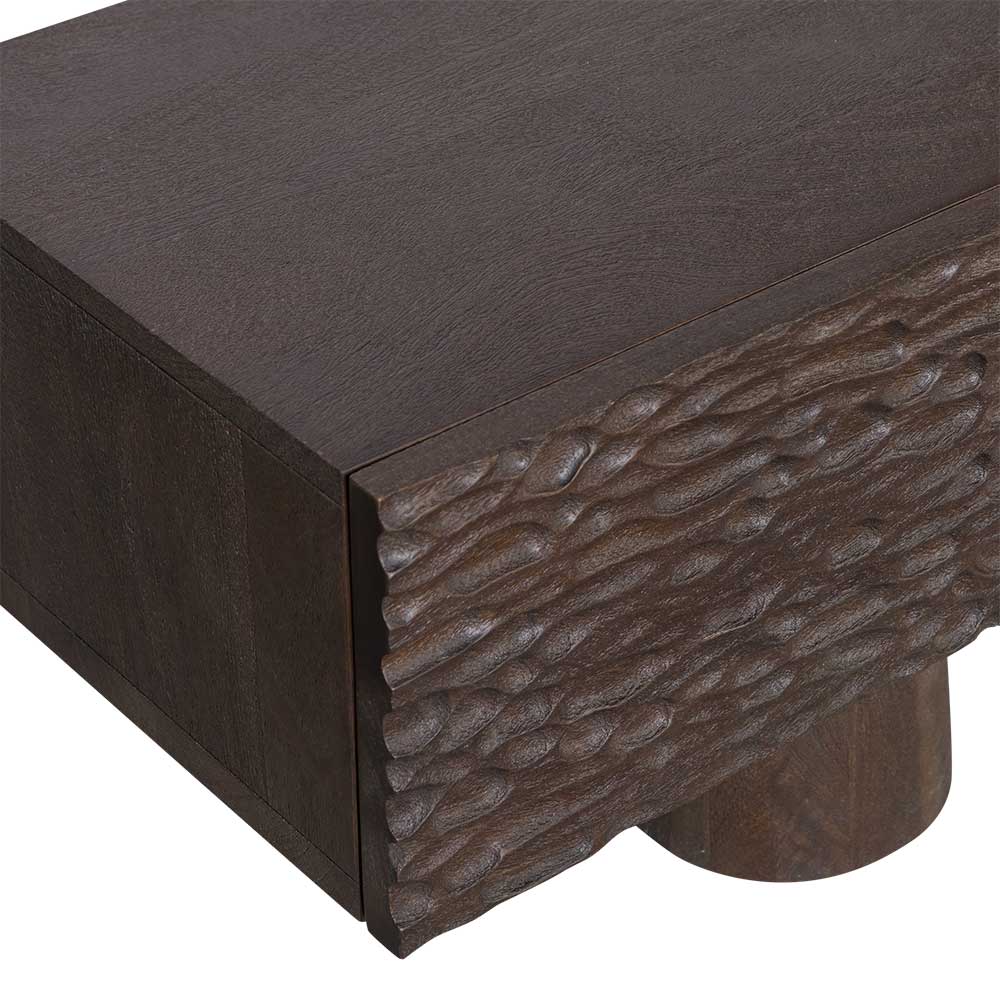 Design TV Lowboard aus Mangoholz in Walnuss Braun - Glancossa