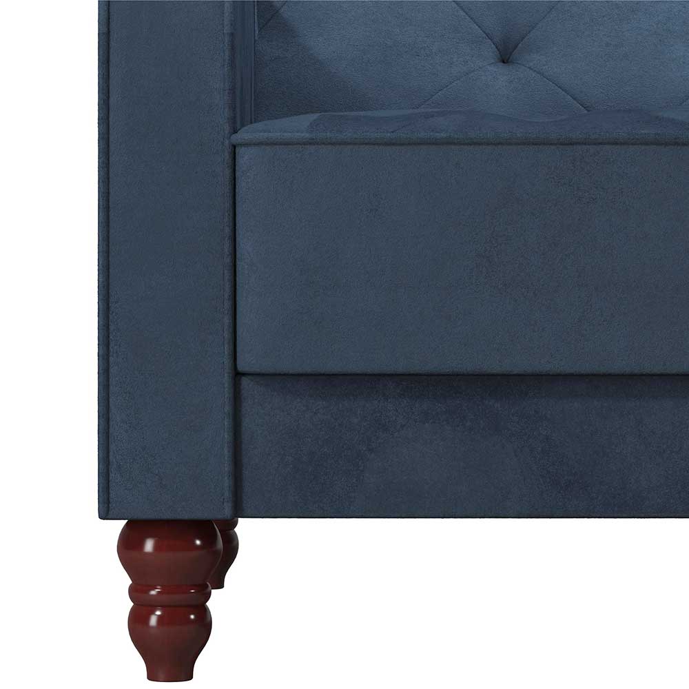 Retro Schlafsofa in Blau und Nussbaum Braun - Ziovarica