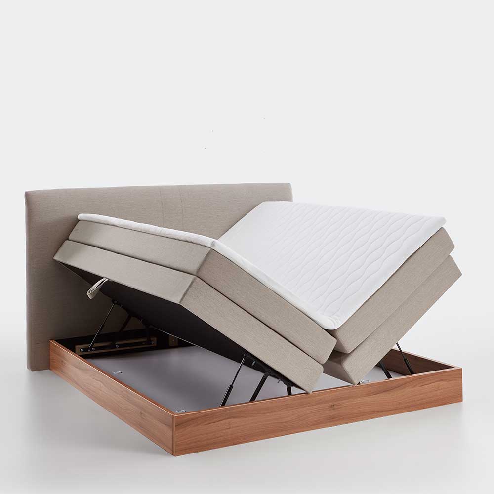 Komplettbett mit Bettkasten in Creme - Flippo