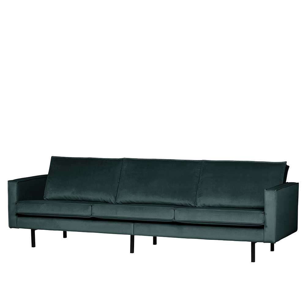 Samt 3 Sitzer Couch in Blau - Fledos