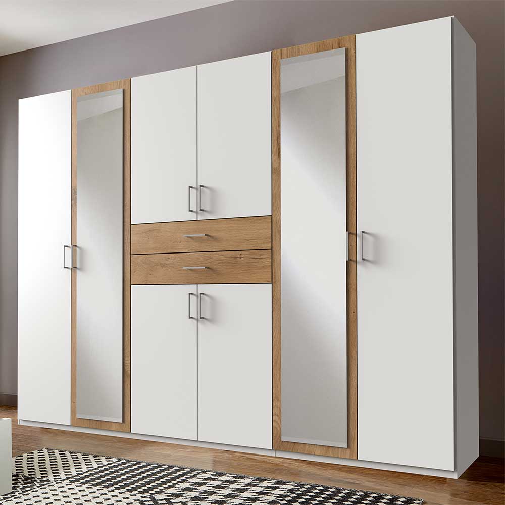 270 cm Schlafzimmer Drehtürenschrank in Weiß - Rienas