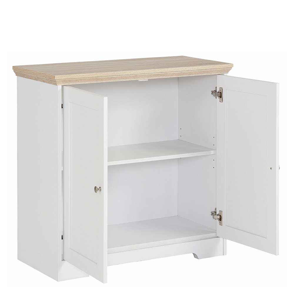 84x80x35 cm Schrank in Weiß & Eichefarben - Akedra