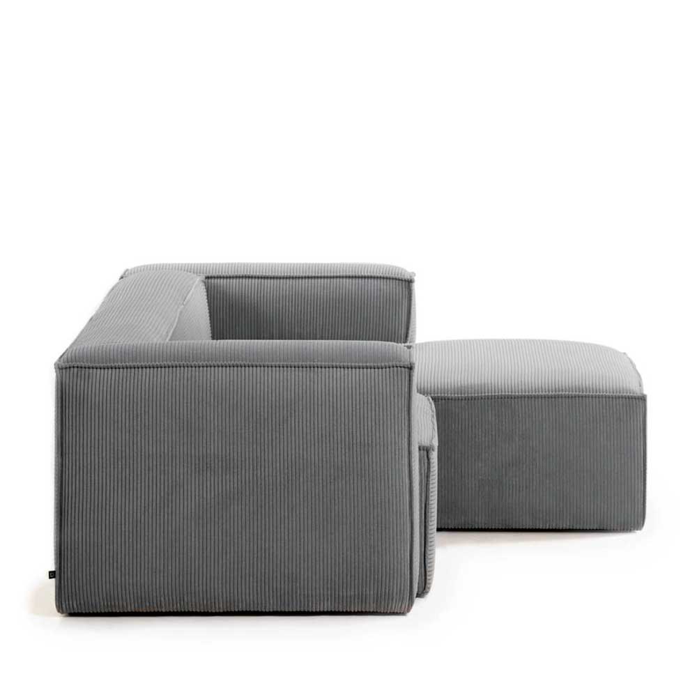 Modernes Breitcord Ecksofa in Grau - Hanyas
