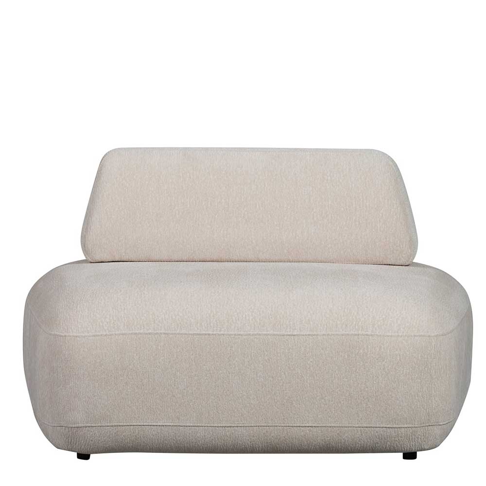 Beiger Skandi Designsessel aus Strukturstoff von vorne – Samuele