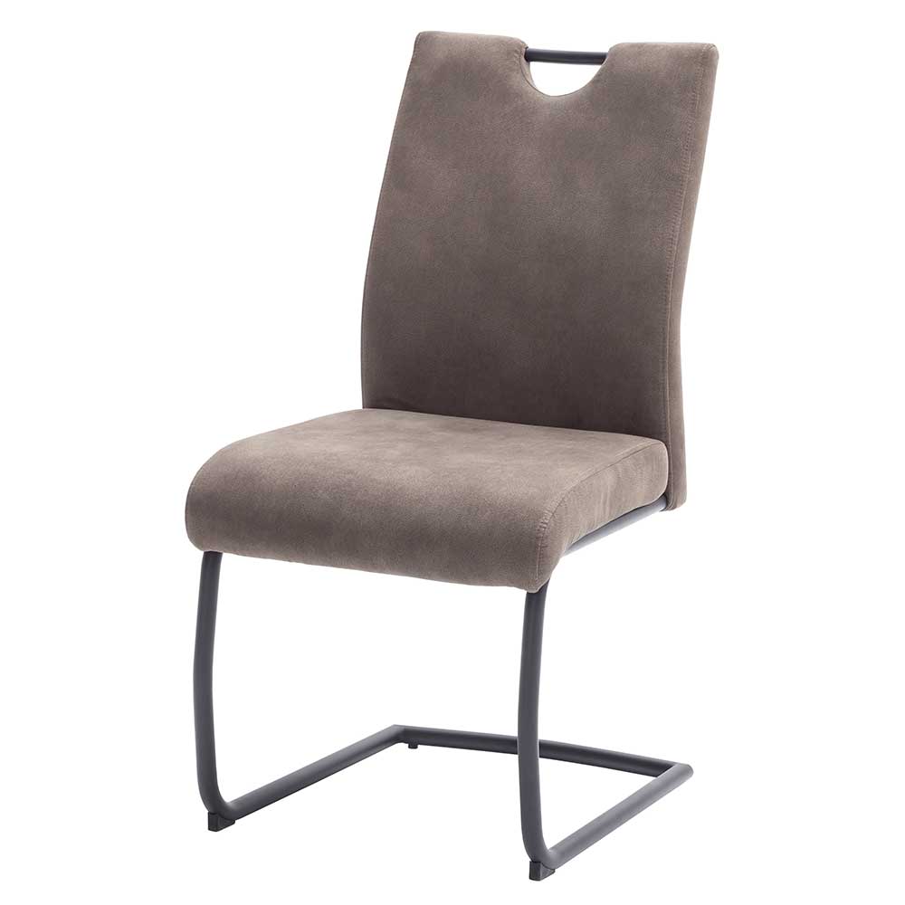 Microfaser Freischwinger in Beige - Unicat (2er Set)