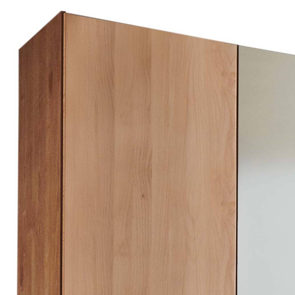 Obere Ecke des Kleiderschranks mit seitlicher Holzverkleidung und glänzender Türfront – Murray