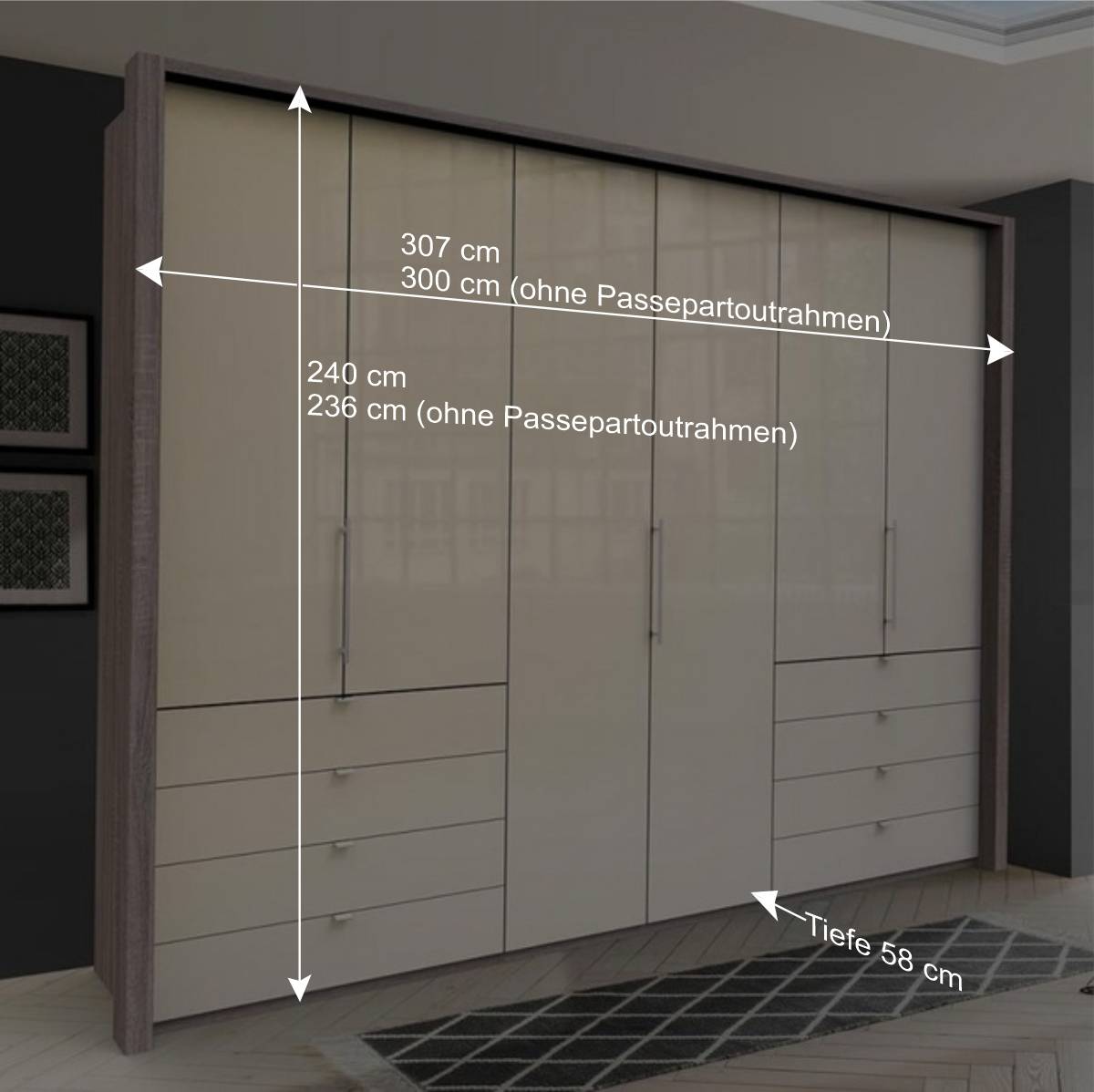 Schlafzimmer Einrichtung Möbelset - Devanico (vierteilig)