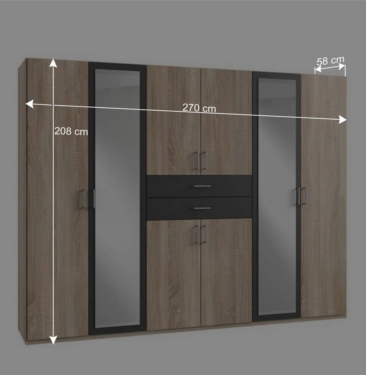 8-türiger Kleiderschrank in modernem Design - Eleore