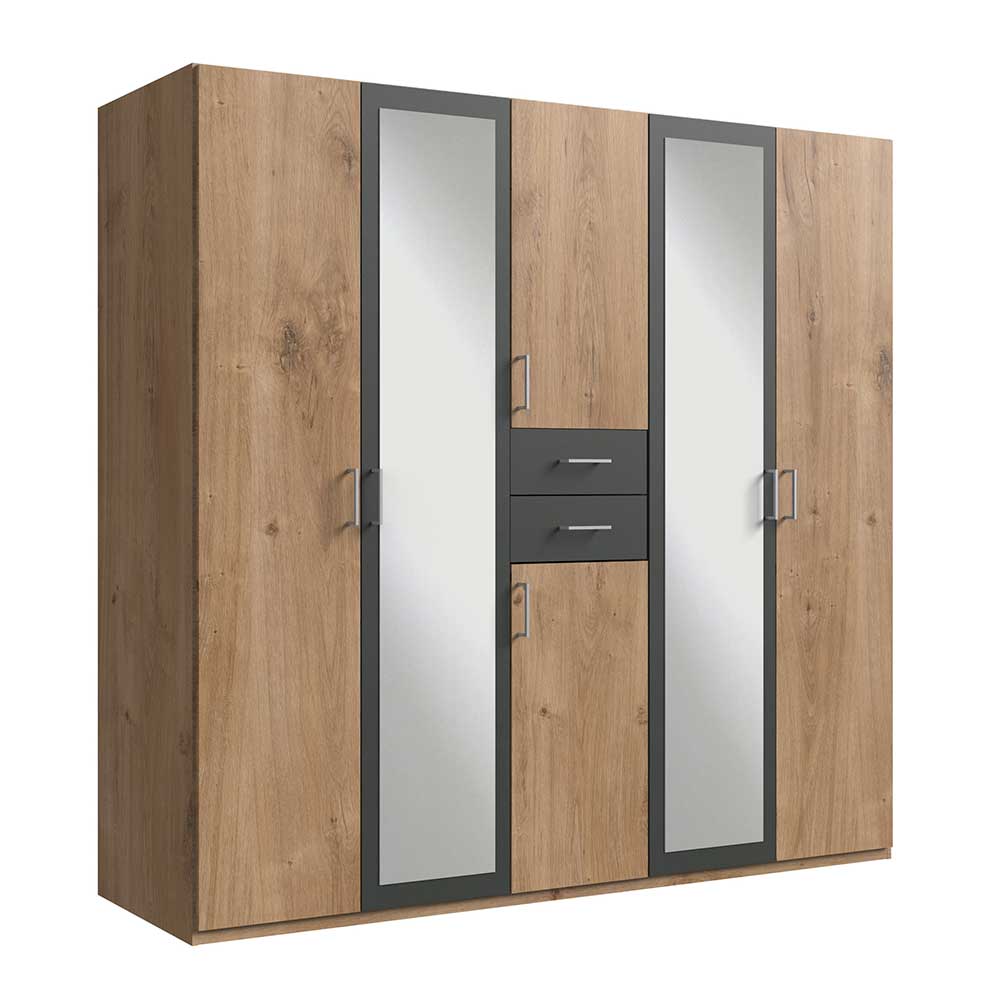 Kleiderschrank in Plankeneiche & Dunkelgrau - Blinks
