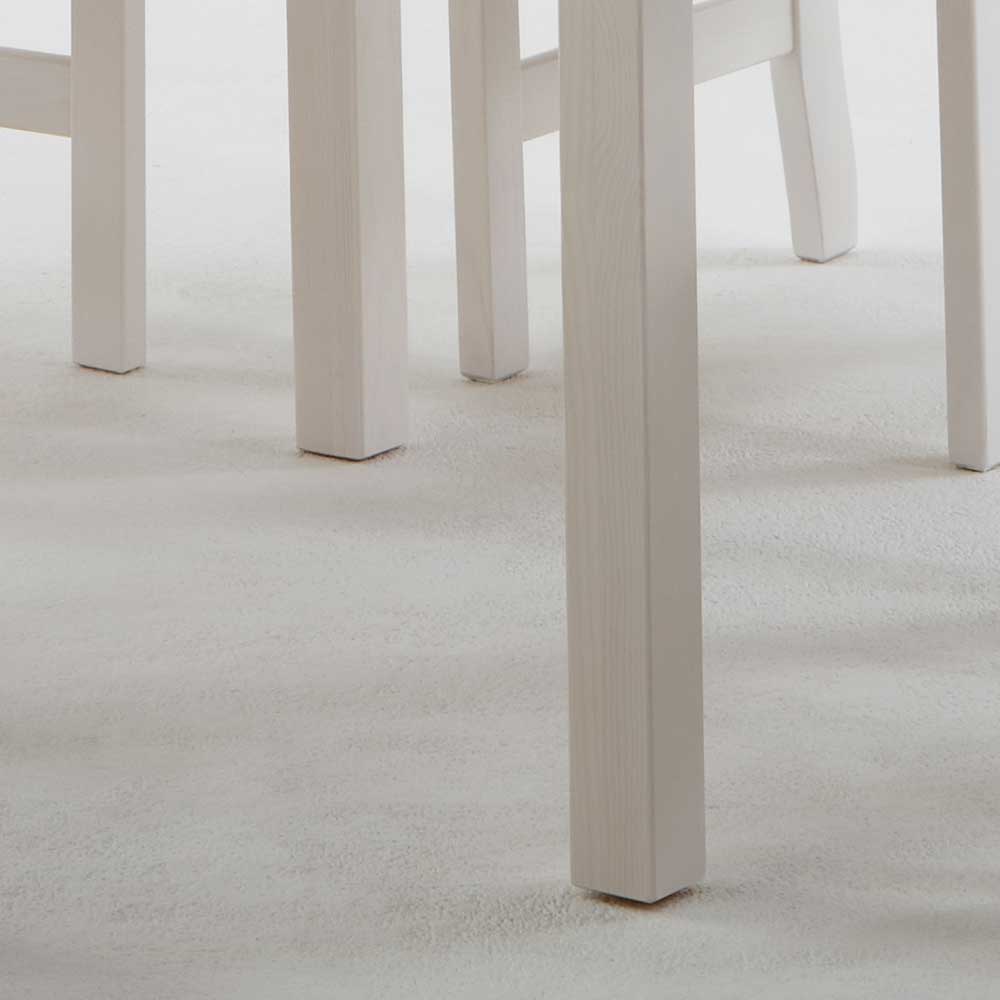 Stabile Massivholz Tischbeine des Esstisches in Weiß, elegant und robust – Zamaiko