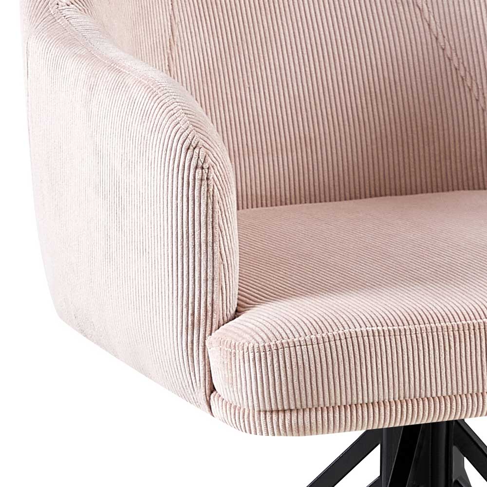 Esstisch Drehsessel aus Cord in Rosa - Melillac (2er Set)