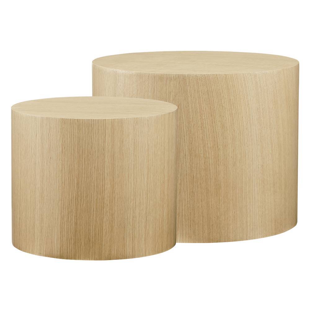 Zylindrisches Couchtisch Duo in Eiche - Lisa (zweiteilig)