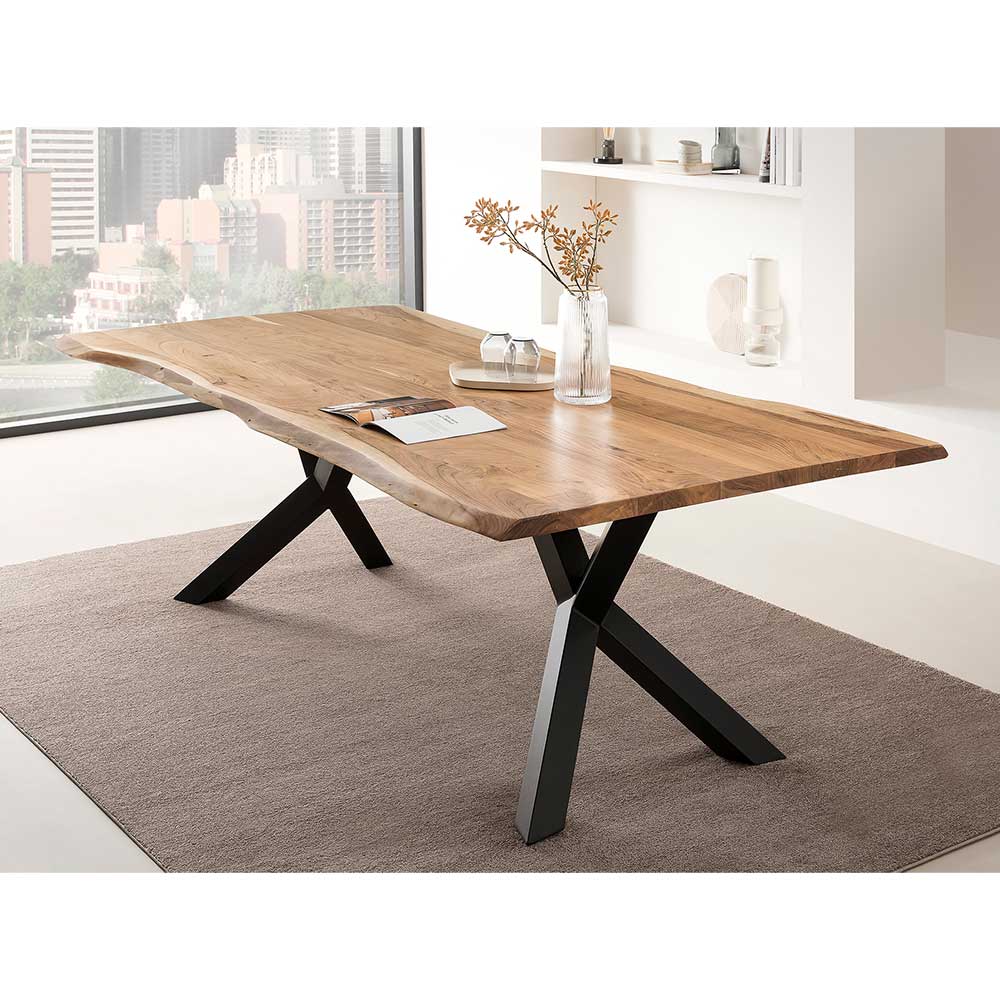 Design Esszimmertisch mit Naturkanten Platte - Kobi