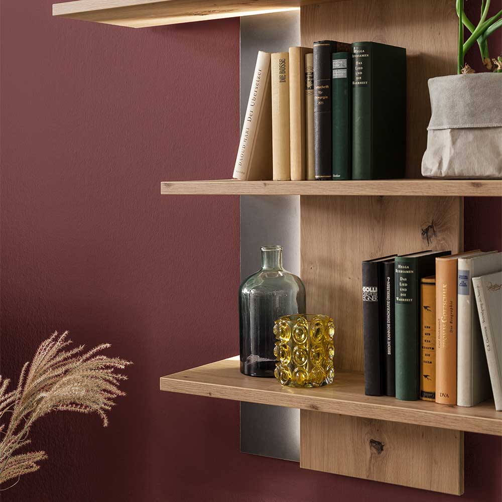 95x118x25 Design Hängeregal in Eiche Optik - Nikdus