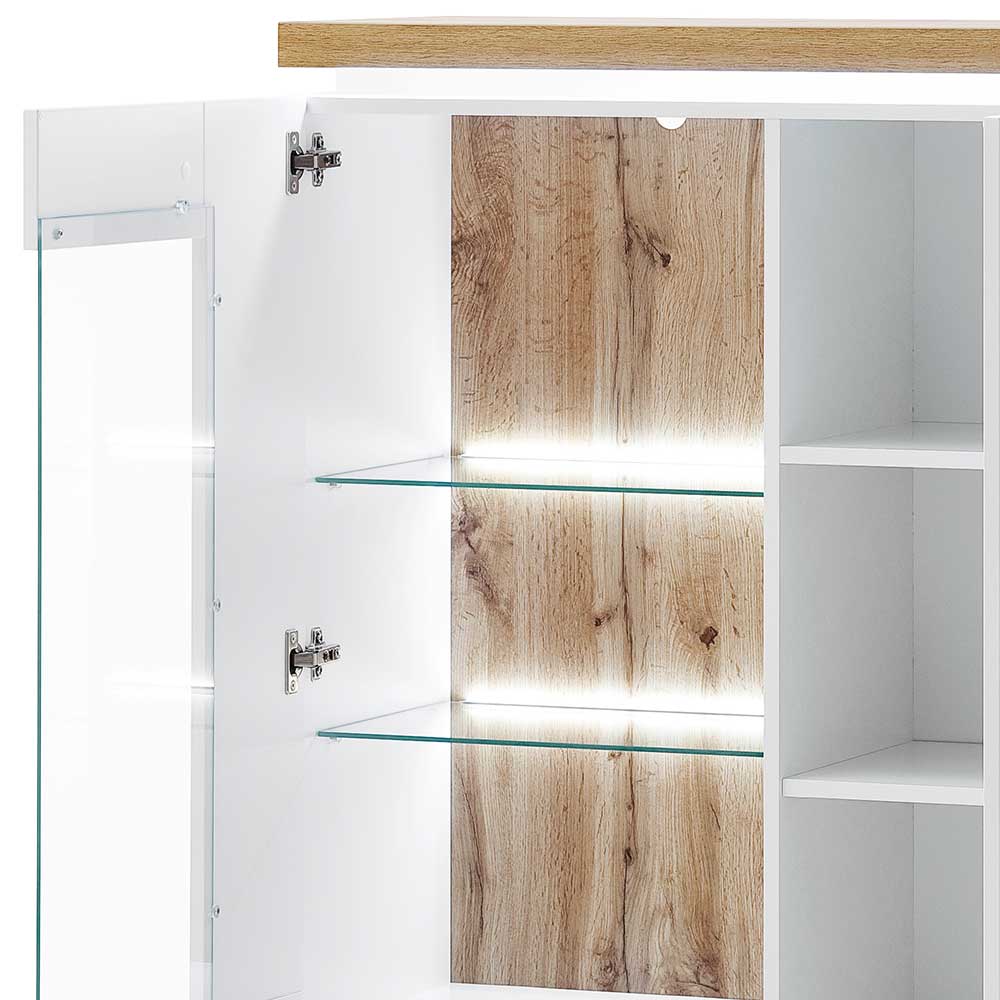 3-türiges Highboard Vitrine beleuchtet LED - Caldri