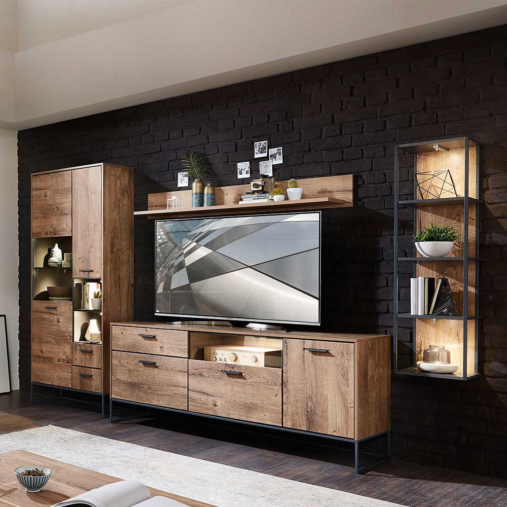 Wohnzimmer Design Wohnwand Möbelset - Xindus (vierteilig)