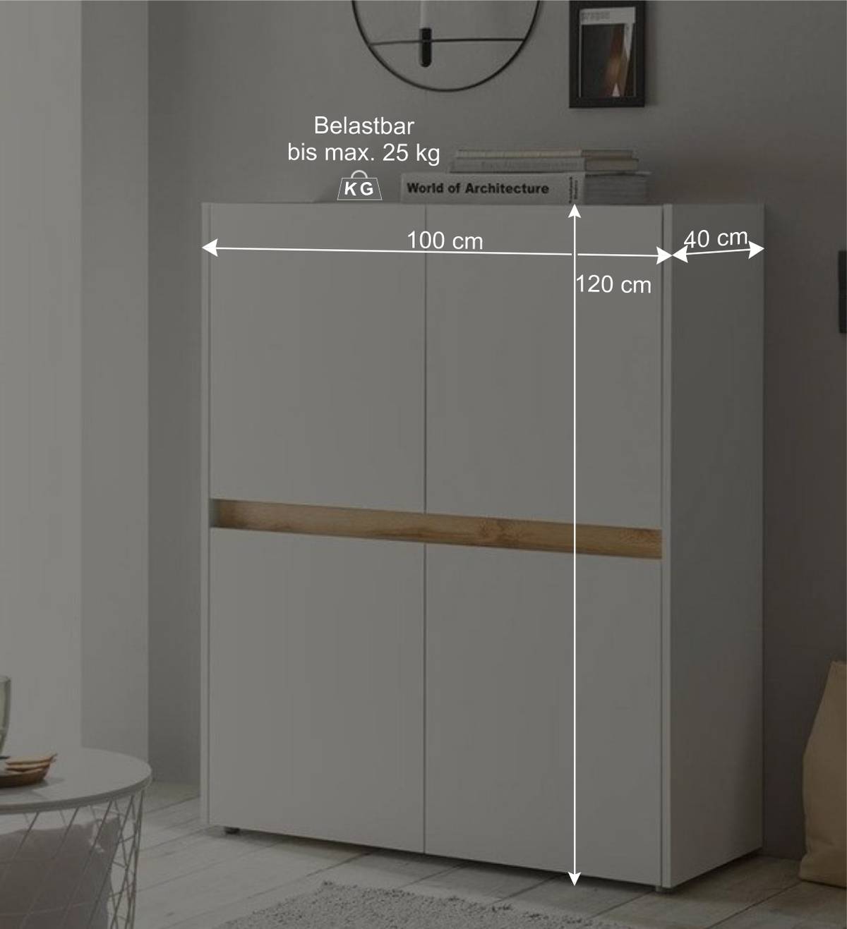 Wohnzimmerschrank Highboard 4-türig - Nonessia