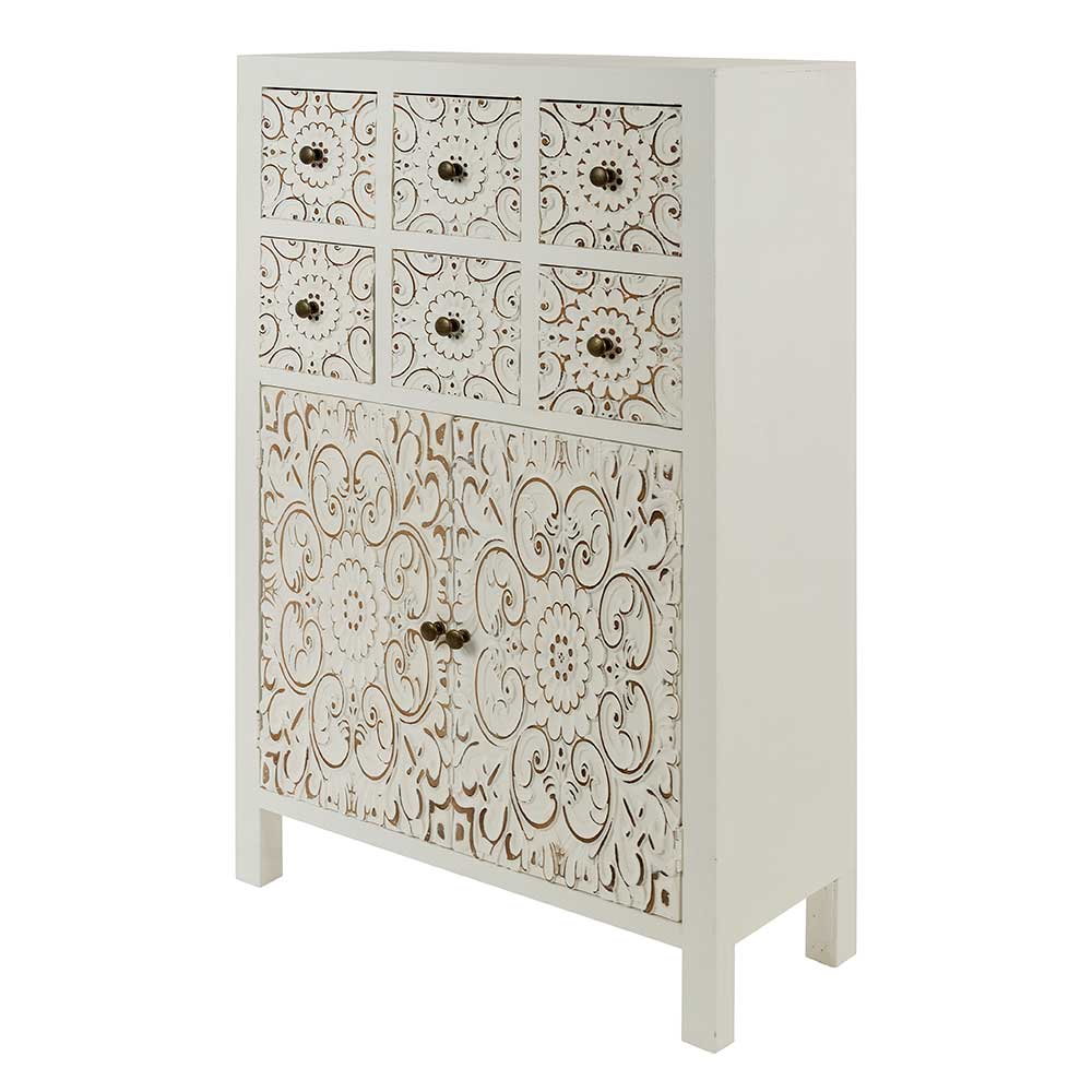 Shabby Highboard mit Ornament Muster Front - Acacio