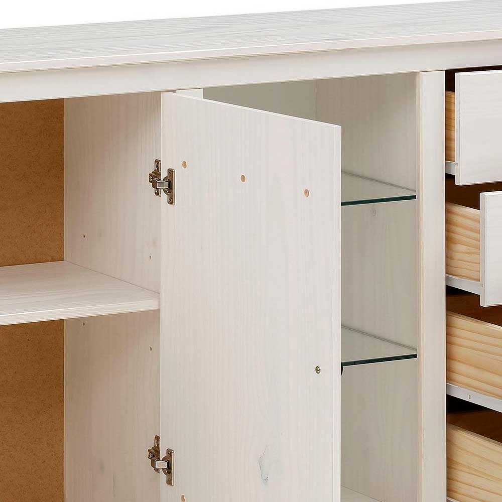 Design Sideboard in Weiß mit Schwarz - Manduza