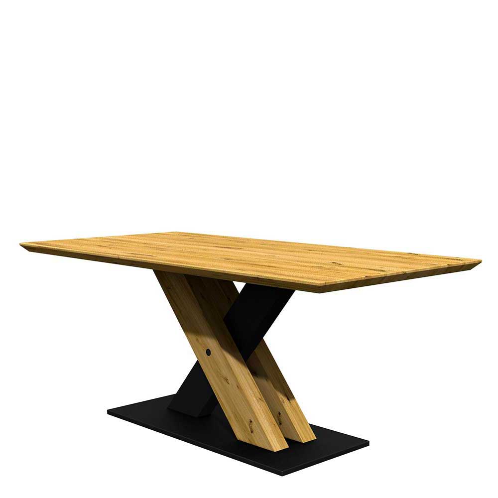 Designtisch mit Schweizer Kante aus Eiche massiv - Alexandro
