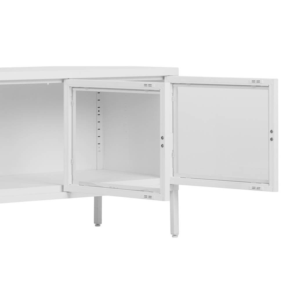 Stahl TV Lowboard mit drei Glastüren - Sancrez