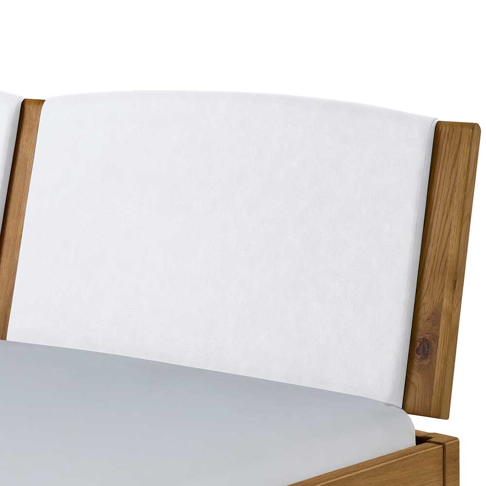 Bett aus Wildeiche mit Kunstleder - Cubus
