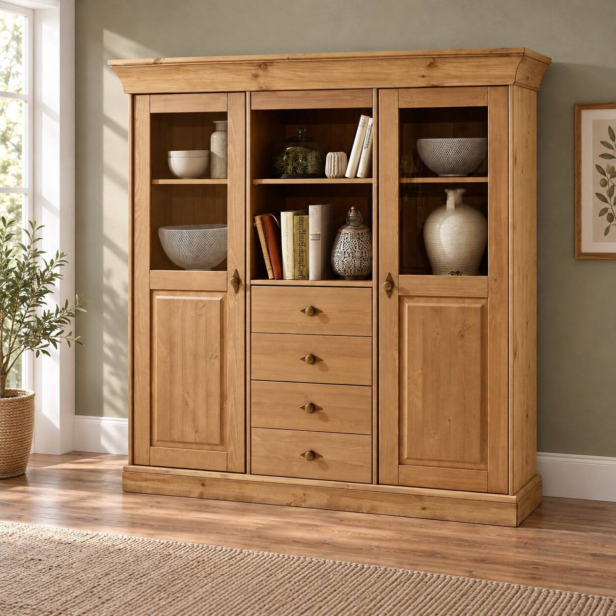 Wohnzimmer Highboard Piatra aus Kiefer teilmassiv