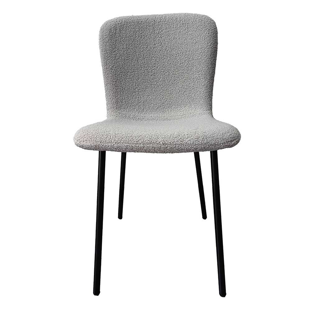 Hellgrauer Schalenstuhl mit Boucle Bezug - Seanno (4er Set)