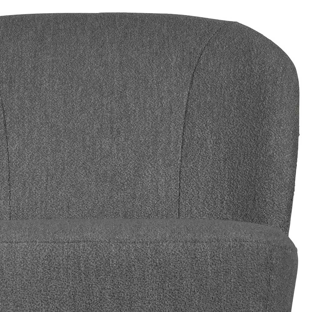 Boucle Sessel dunkelgrau Detail der geschwungenen Rückenlehne und Armlehne – Negro