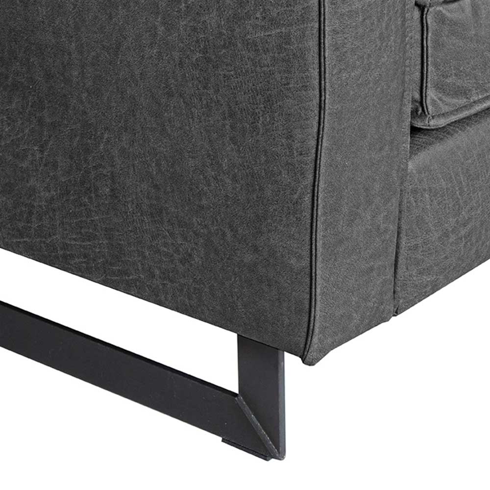 Dunkles Microfaser Sofa mit Bügelgestell - Luzillo