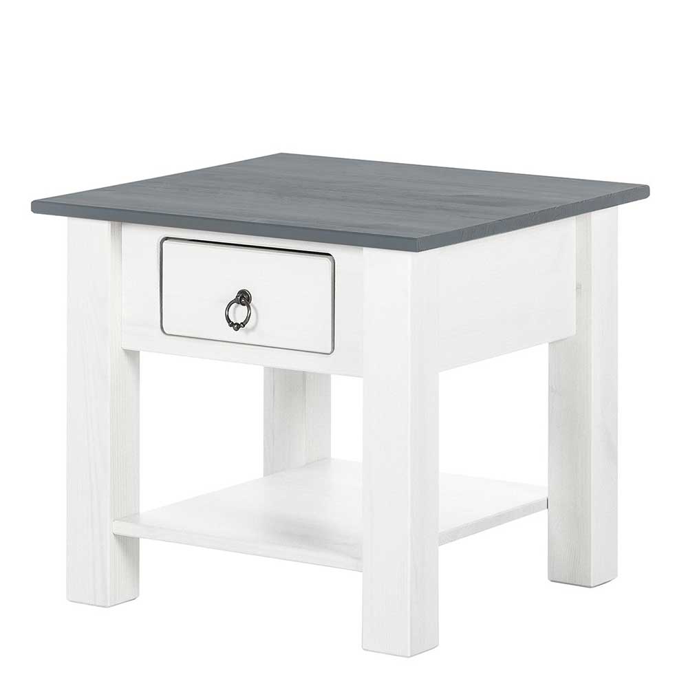 50x45x50 Landhaus Couchtisch mit Schublade - Dyofora