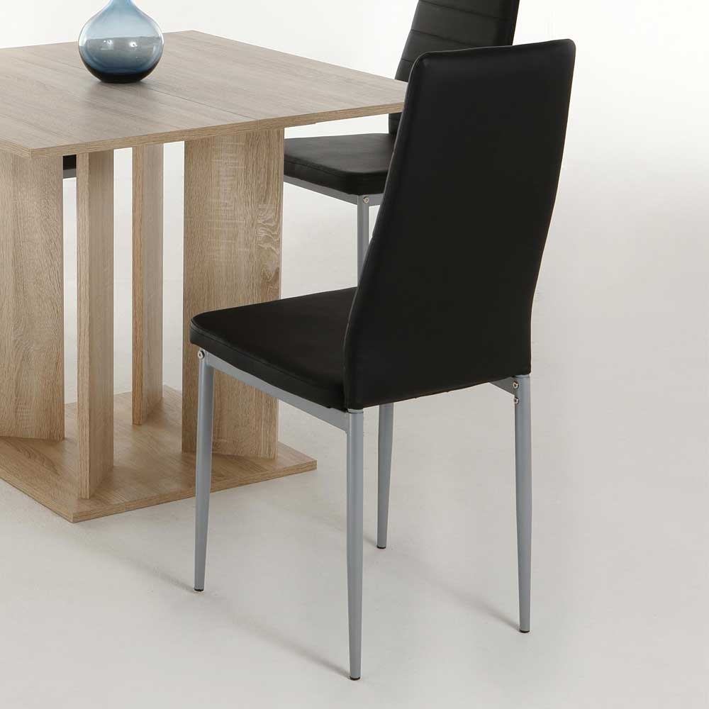 Esszimmer-Stuhl in Schwarz & Alu - Vani (4er Set)