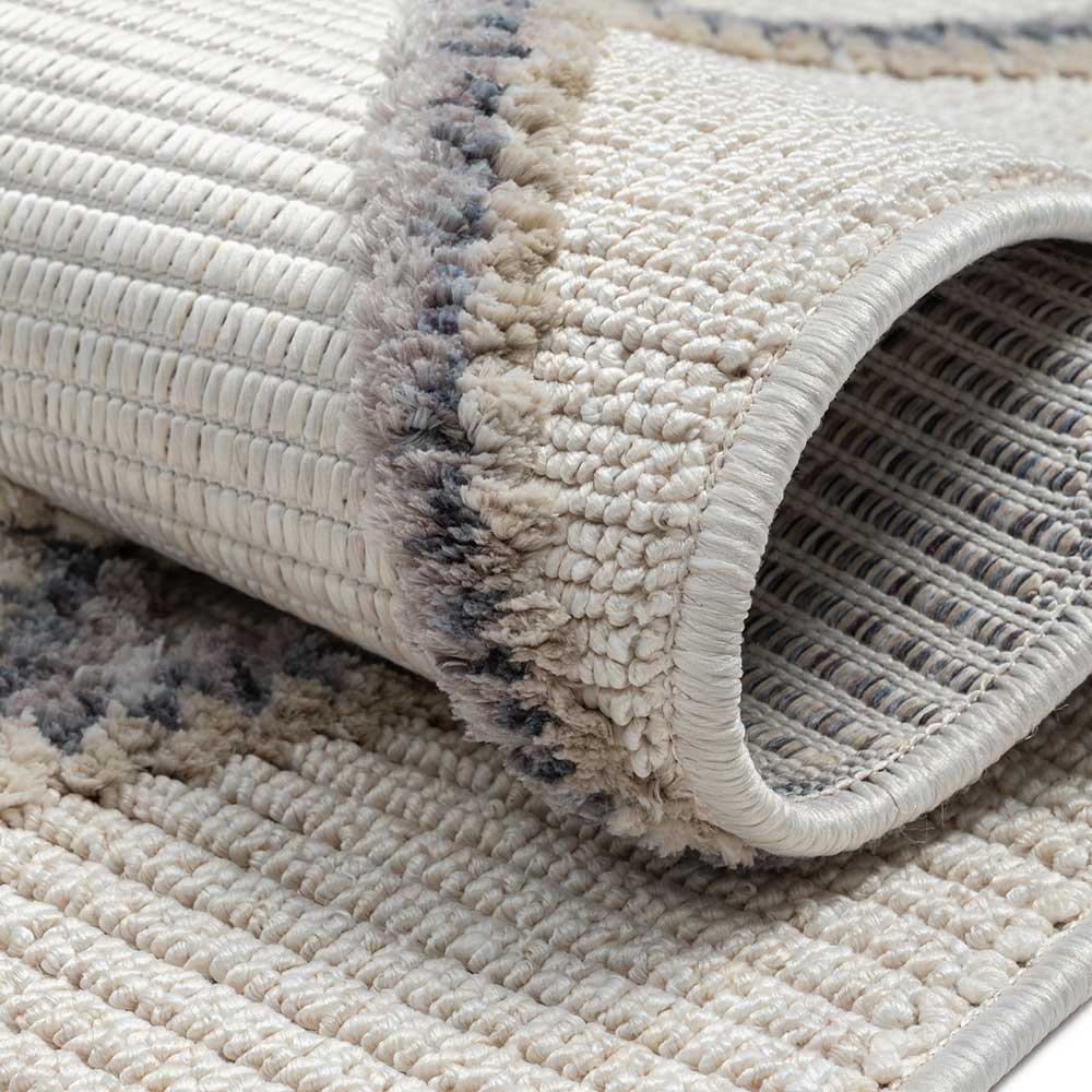Teppich mit Rauten Muster in Beige und Weiß - Nikolan