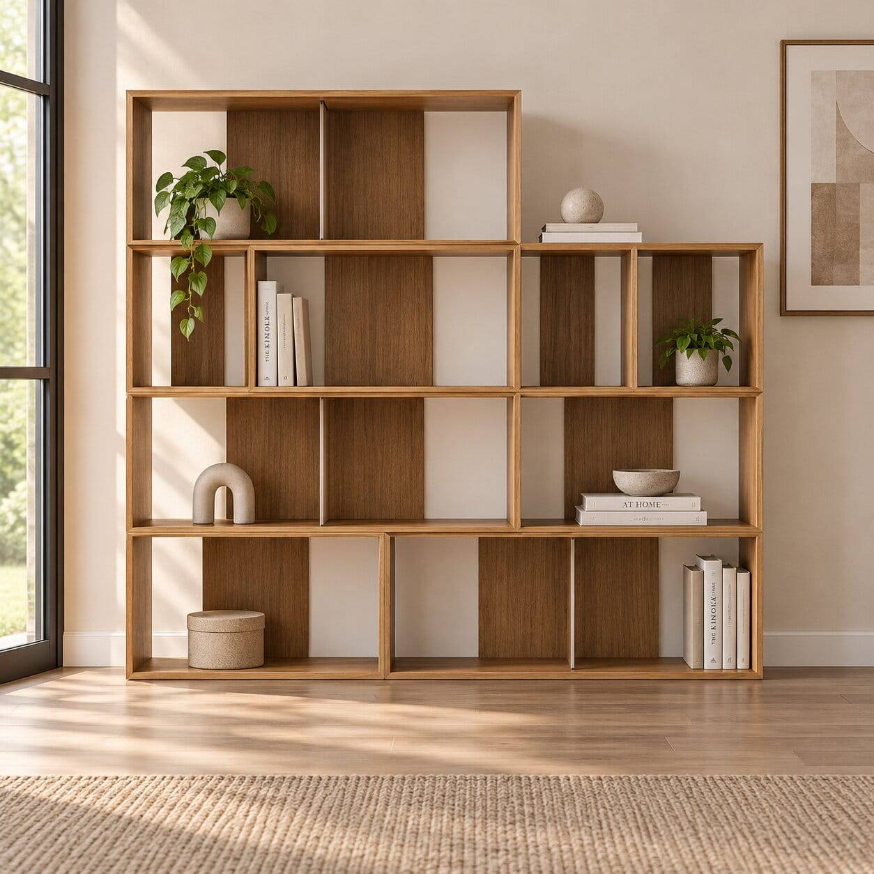 Modulares Standregal in Eiche Furnier - Hero (neunteilig)