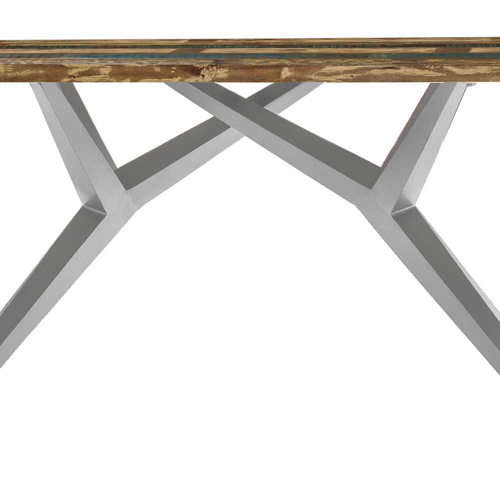 Design Tisch mit bunter Altholzplatte Shabby - Enyi