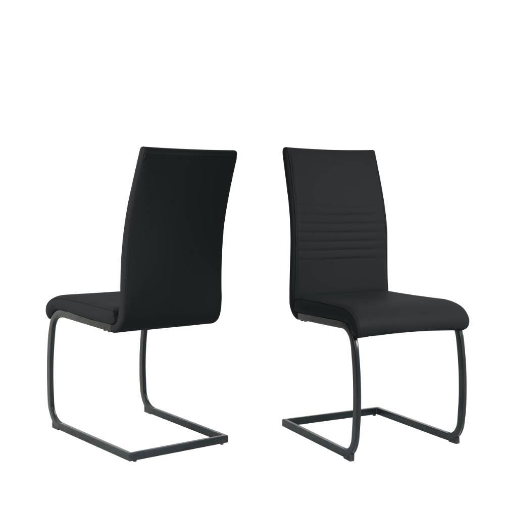Kunstleder Freischwinger in Schwarz - Pencras (2er Set)