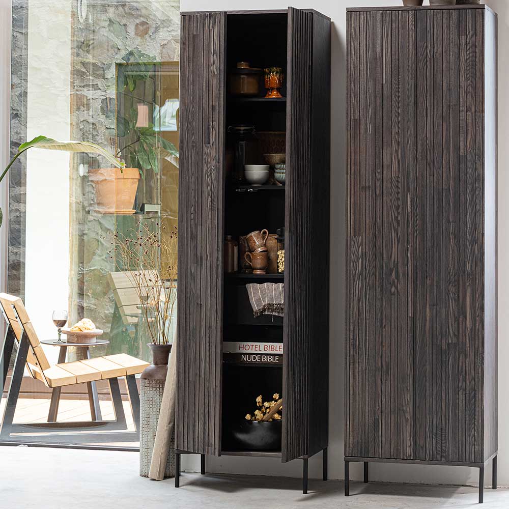 Wohnzimmer Schrank in Esche Dunkel & Schwarz - Eyes