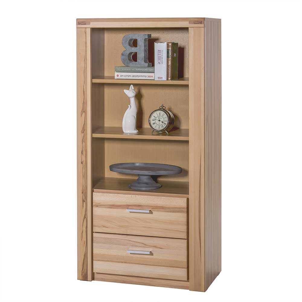 68x140x40 Kernbuche Regal mit 2 Schubladen - Uhelia