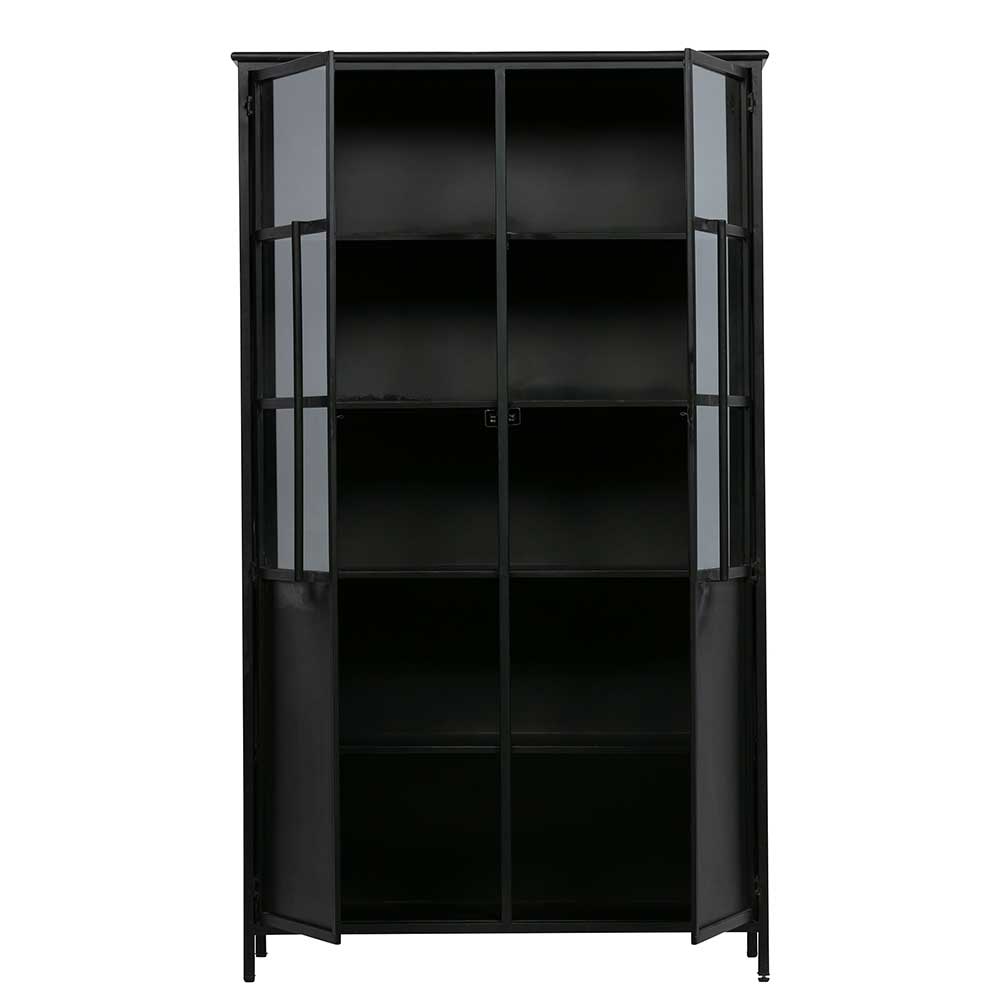 2-türige Metall Vitrine in Schwarz - Ponnya