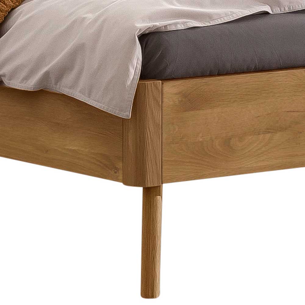 Bett aus Wildeiche mit Kunstleder - Cubus