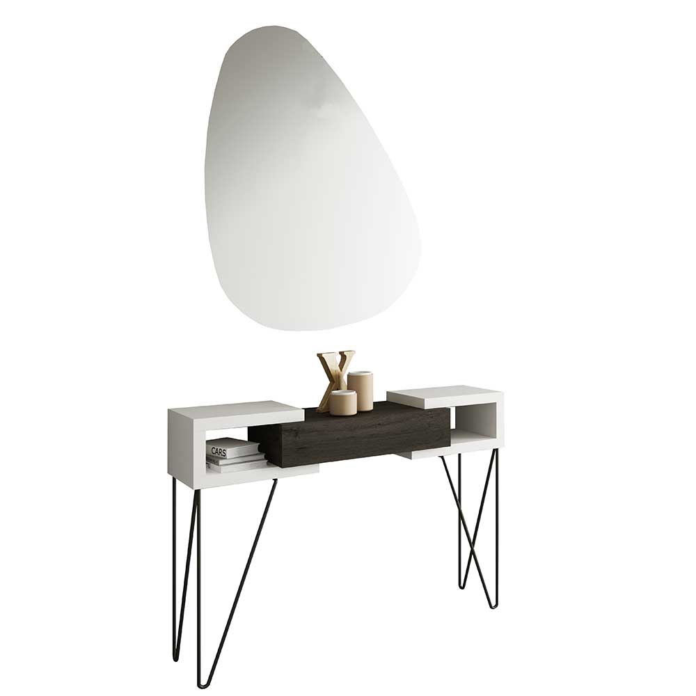 Zweiteiliges Design Konsolentisch und Spiegel Set in modernem Stil – Elburg