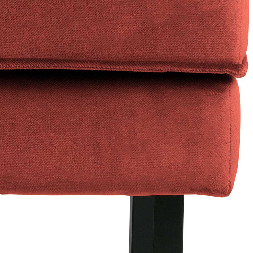 Gepolsterter Hocker in Rotbraun Samt - Enzing