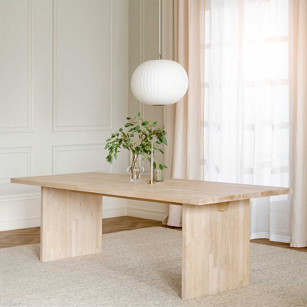 240x95 cm White Wash Esstisch mit Wangen Gestell - Vilzana