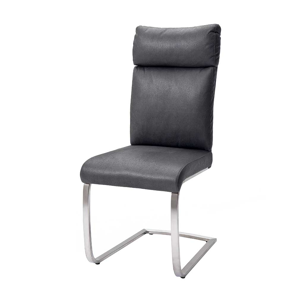 Freischwinger Rafino in Grau Webstoff (2er Set)